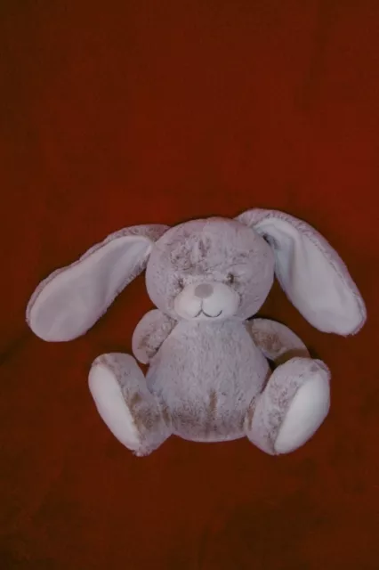 Doudou Peluche TEX BABY Lapin  Assis Brun Beige Chiné 18 cm