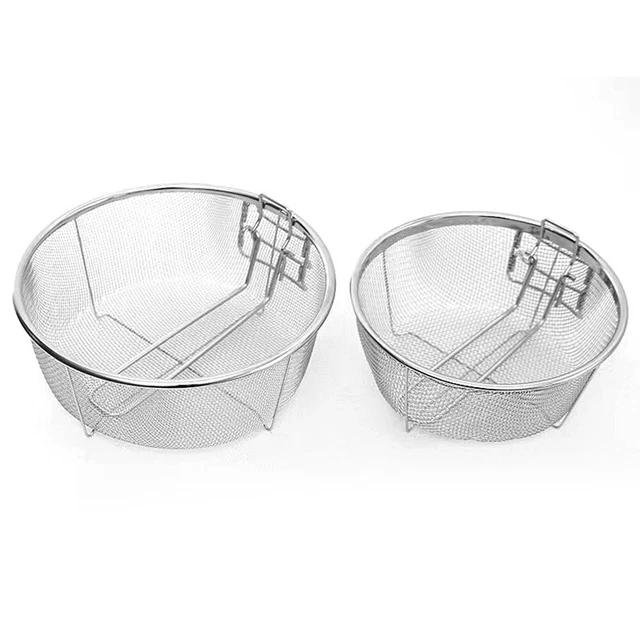Cestello Per Friggere PACKOVE In Acciaio Inox - 18 Cm, Con Manico Pieghevole, Rete Metallica Per Patatine Fritte, Verdure, Snack