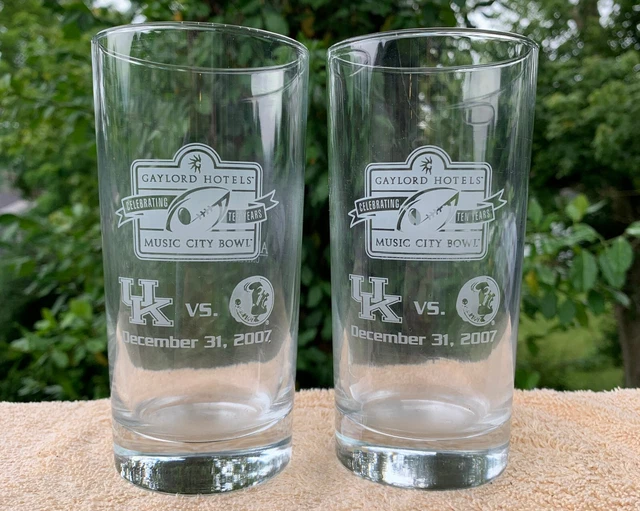 Two 2007 Music City Bowl Kentucky vs Florida State Glasses Wildcats Seminoles