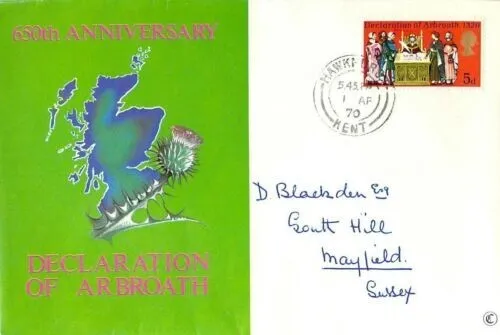 GB 1970 Declaration of Arbroath Connoisseur FDC Hawkhurst Cancel written VGC