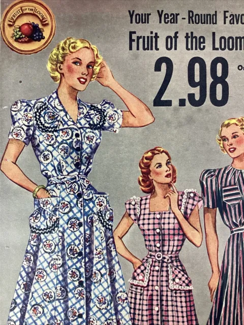 DAVISON’S FRUIT OF The Loom Dress Print Ad 1948 Atlanta AJC Original ...
