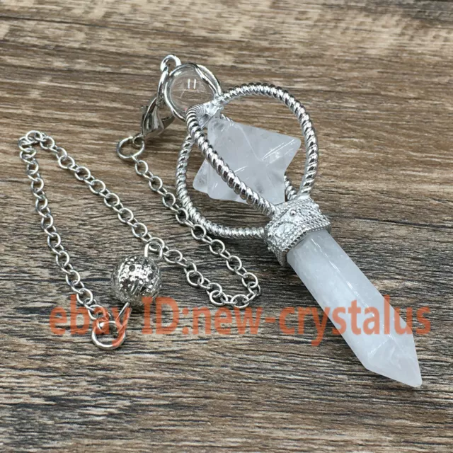 1pc Natural clear quartz merkaba star pendant crystal pendulum point healing
