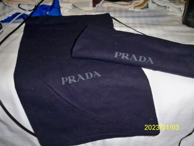 Pair of 2 PRADA Navy Flannel Finish Drawstring Dust Cover Travel Bag 8.5 X 15"