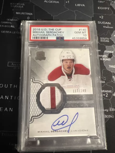 2016-17 UD The Cup MIKHAIL SERGACHEV Auto Patch RC Rookie 117/249 PSA 10