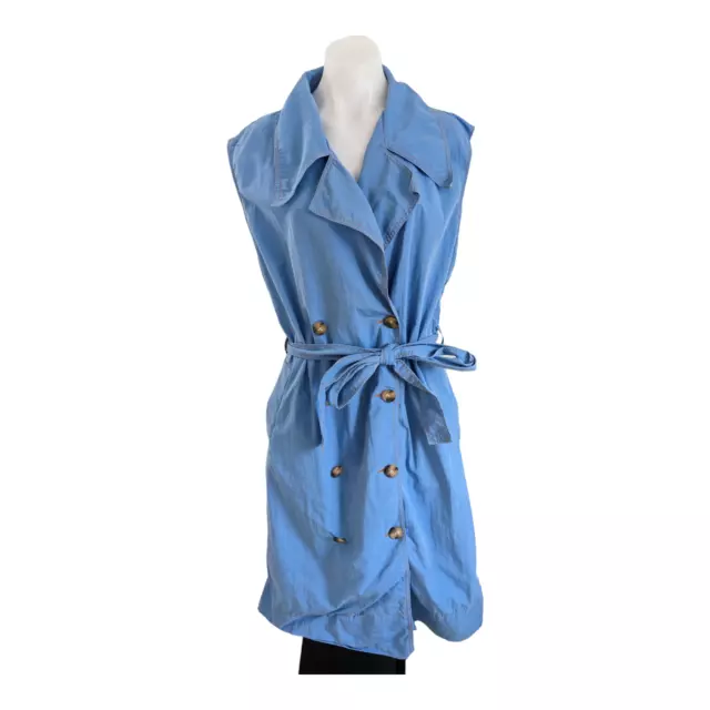 Rejina Pyo Size 12 Astrid Trench Dress Blue Button Up Double Breasted Belted