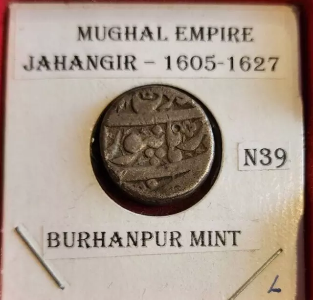 MUGHAL  Jahangir  Silver Rupee , AD 1605-27 Burhanpur  Mint  .