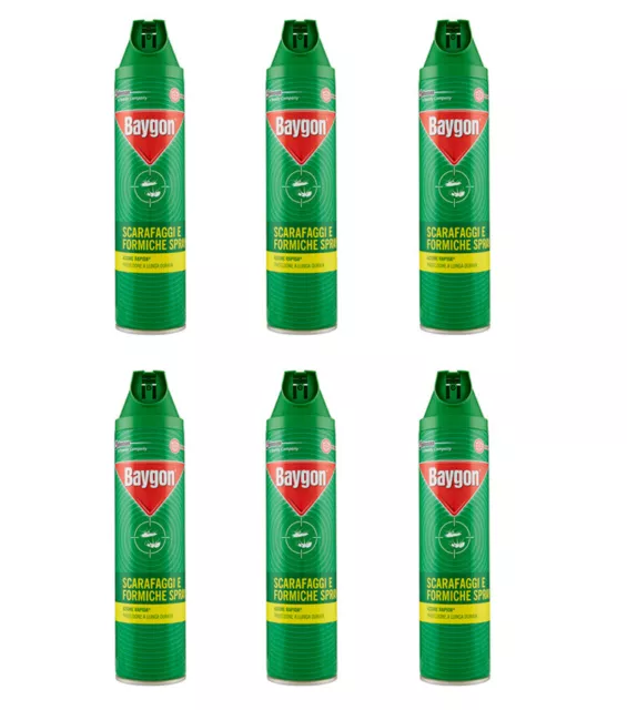 BAYGON FORMULA PLUS insetticida spray scarafaggi e formiche 400ml NUOVO 6 pezzi