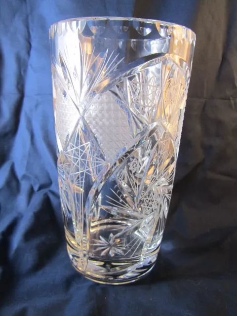 Stunning Large Cut Glass and Etched Crystal Flower Vase