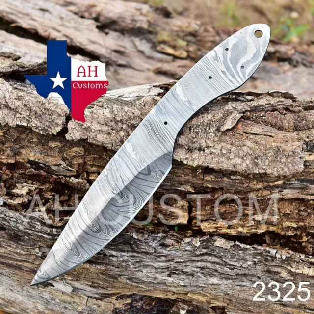 10”Custom HAND FORGED DAMASCUS STEEL Hunting  KNIFE BLANK BLADE Full Tang 2325