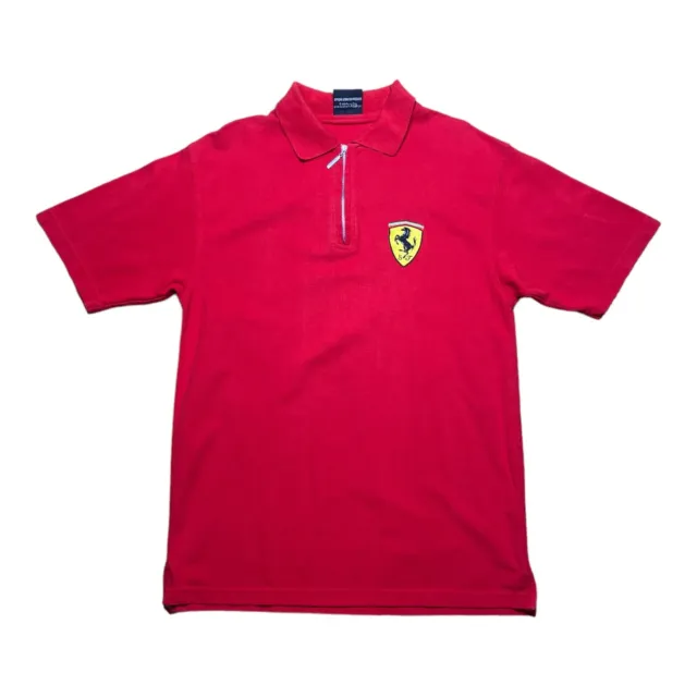 Polo Shirt Vintage FERRARI Grande Rossa Prodotto con Licenza Ufficiale 1999 Uomo F1 In perfette condizioni