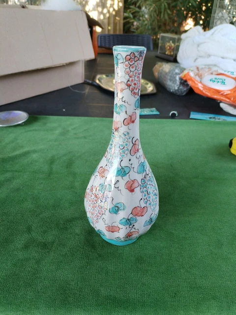 ANCIEN GROS VASE En Etain Art Deco Signe F.cortesi Decor De Grappe