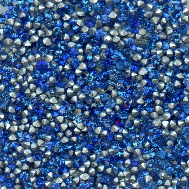 451116 *** 60 STRASS ANCIENS FOND CONIQUE MIX BLEU****1,6/1,9mm