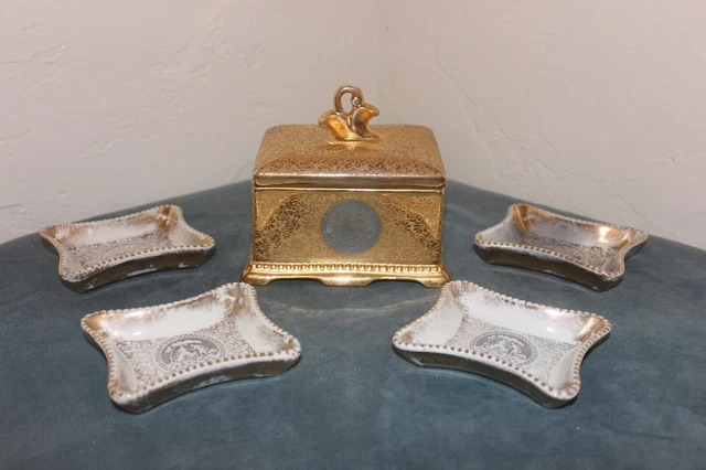 VINTAGE LE MIEUX China 24kt Gold & Platinum Cigarette Trinket Box