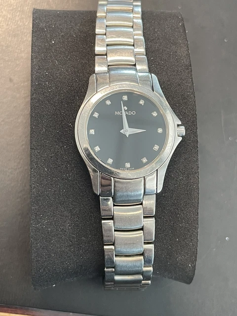 Movado Masimo black diamond dial ladies watch 84-e4-1849