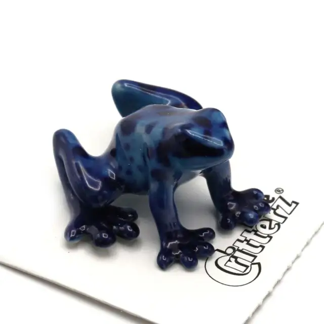 Little Critterz Frog - Blue Dart Frog "Sapphire" - Miniature Porcelain Figurine