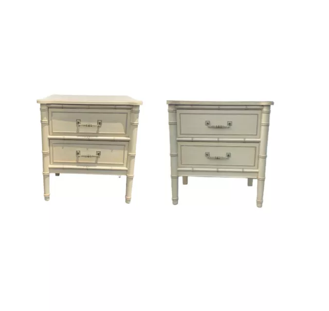 Henry Link Bali Hai Faux bamboo nightstands 2 drawers a pair