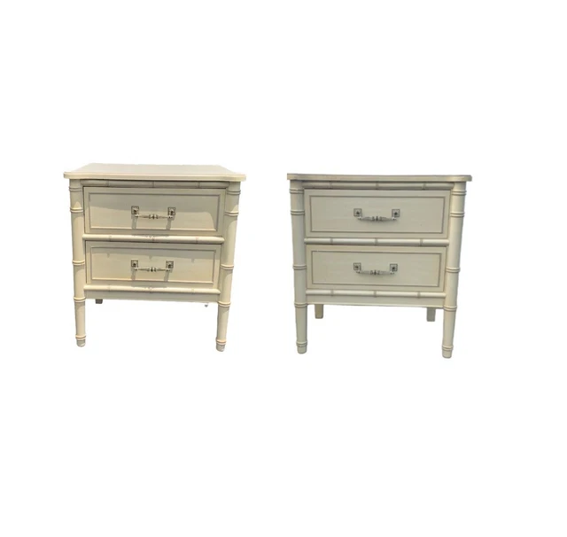 Henry Link Bali Hai Faux bamboo nightstands 2 drawers a pair