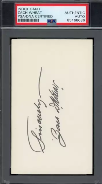 Zach Wheat PSA DNA Coa Signed 3x5 Index Card Autograph