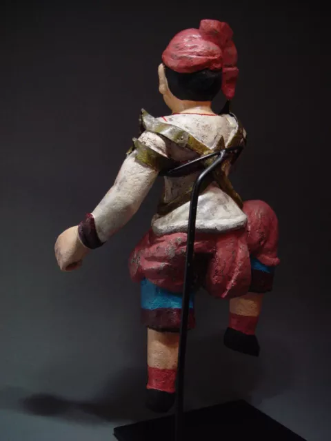 ANTIQUE BURMESE MANDALAY THEATRICAL MALE FIGURE, WOOD ELEMENT. MYANMAR 19th C. 3