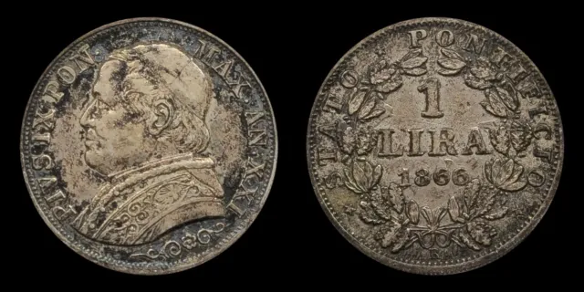1867 SILVER COIN 1 Lira Pio IX Papal State Vatican Italy Rare Scarce $19.99  - PicClick