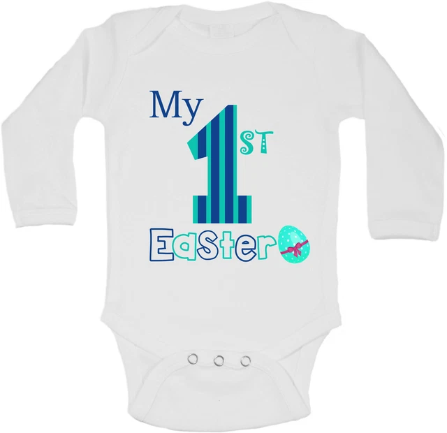 My First Pasqua Personalizzati Manica Lunga Bambino Body Body Per Bambino Bianco