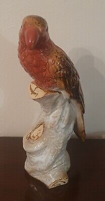 Vintage Ceramic Parakeet Figurine Parrot Figurine Bird Statue