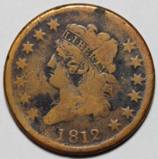 1812 Classic Head Large Cent - US 1c Copper Penny Coin - L44