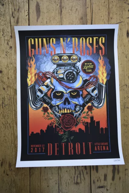 Guns N Roses - Rare Tour  Lithograph / Poster -Detroit  November 2nd 2017