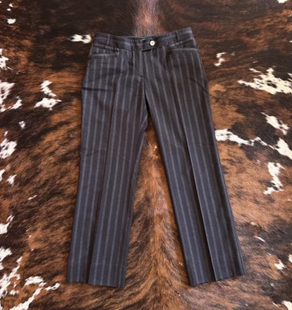 Vtg Dolce And Gabbana Italy Low Rise Straight Leg Striped Wool Dress Pants Sz S