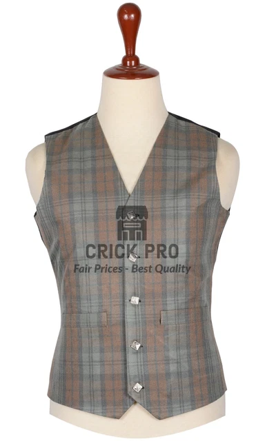 Black Watch Weathered Traditional Handmade Tartan WAISTCOAT 5 Button Kilt Vest