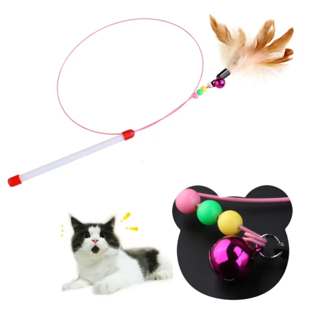 TINKSKY Pet Toy Wire Chaser Plume Teaser Avec Des Perles De Bell Jouer