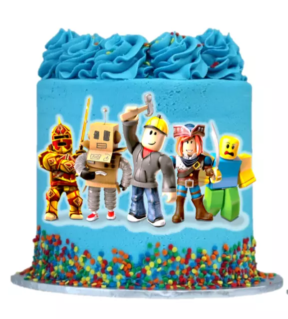 Roblox inspired edible handmade logo plaque / badge birthday cake topper