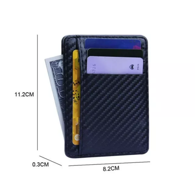 RFID Blocking Leather Carbon Fiber Mens Wallet  Purse Slim ID Credit Card Holder