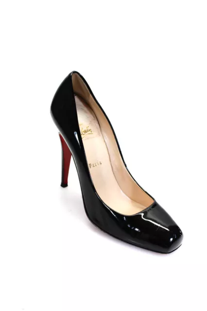 Christian Louboutin Womens Patent Leather Square Toe Pumps Black Size 40 10