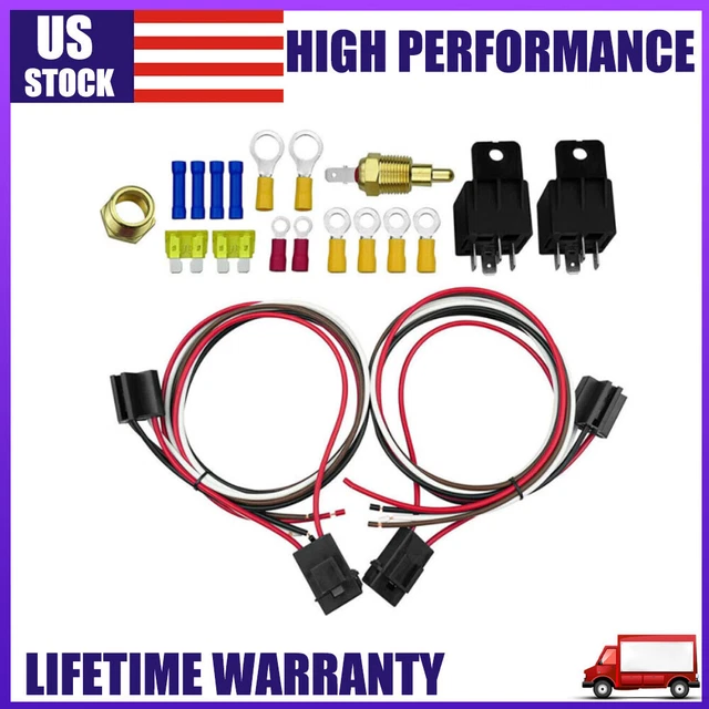 DUAL ELECTRIC COOLING Fan Wiring Relay Sensor Kit 175/185 Thermostat