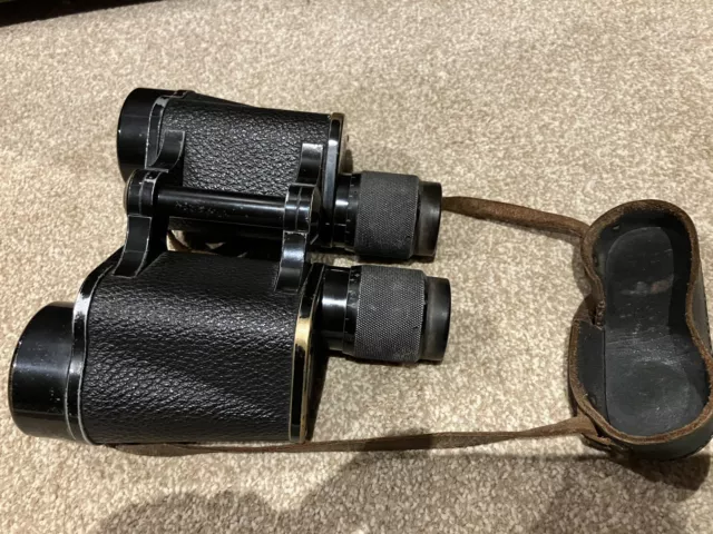 Vintage German Carl Zeiss Jena Delactis 8×40 military binoculars cased c 1920's
