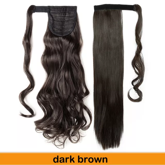 100% Real Thick Clip On Ponytail Hair Peies Hair Extensions 26" Long Straight K2