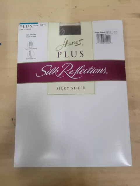 Hanes Plus Silk Reflections Silky Sheer Pantyhose Size Two Plus