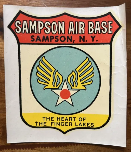 Original Vintage SAMPSON New York TRAVEL Water DECAL air force base finger lakes