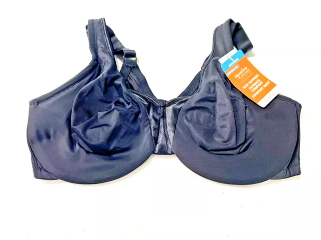 Warners 40D Signature Support Satin Bra BLACK stretch Underwired#35002A NEW $46