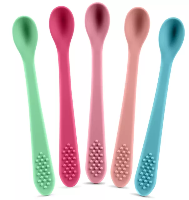 Baby Spoons First Stage Silicone Baby Spoon – Self Feeding Baby Utensils – In...