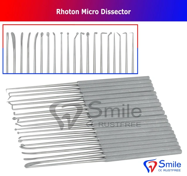 Long Rhoton Micro Instruments ENSEMBLE DE 20 Instruments Chirurgicaux Micro Dissecteurs Rhoton ...