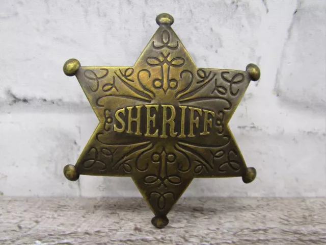Vtg-Look Collectible Reproduction Old West Replica Brass Sheriff Star Pin Badge