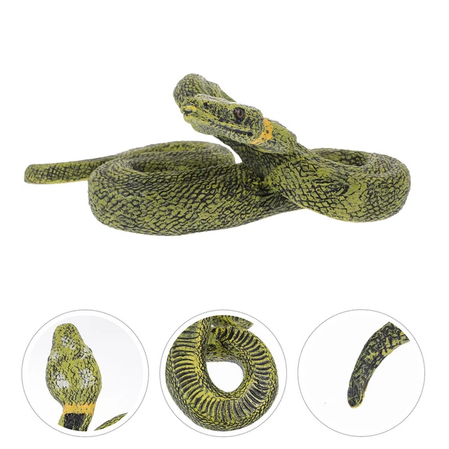 Juguetes artificiales de arrastre de serpientes juguete de serpiente realista plástico verde