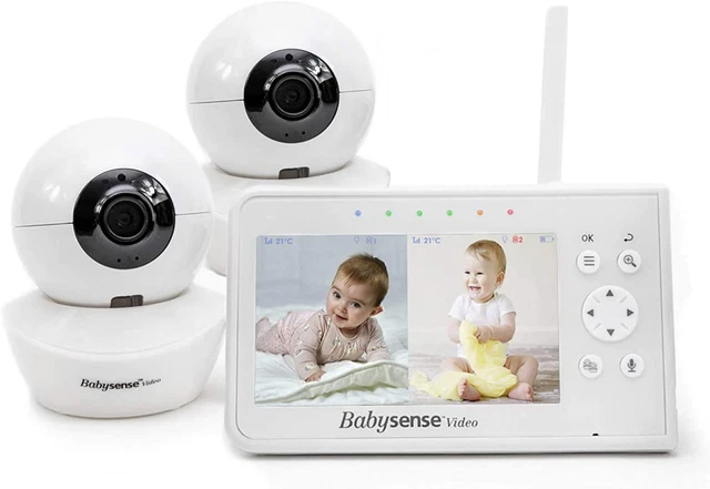 Babysense Video Babyphone, 4,3 Zoll geteilter Bildschirm mit zwei Kameras und Audio,