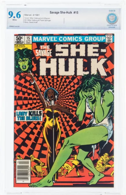 Savage She-Hulk #15 Newsstand Variante CBCS 9.6 Blanc Pages Al Milgrom 1981
