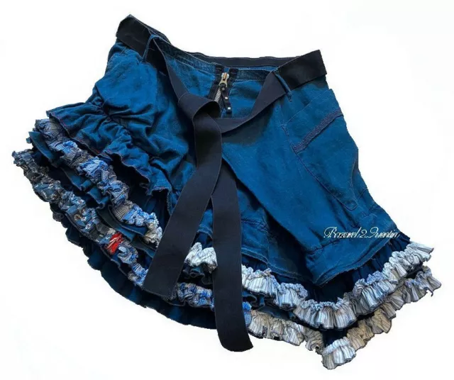 Superbe  jupe  déstructurée bleu à volants Marithé et François Girbaud