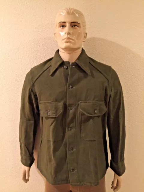 New Unissued U.s. Army Olive Green Wool Cold Weather Field Shirt (Medium)