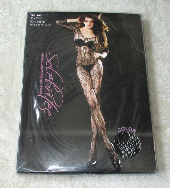 Bodysuit Catsuit Playsuit Body con Braccio Nero con Modello Taglie Unitarie S-L Nuovo