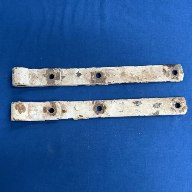 Pair Vintage Antique Hand Forged Iron Barn Door Strap Hinges 12 5/8"